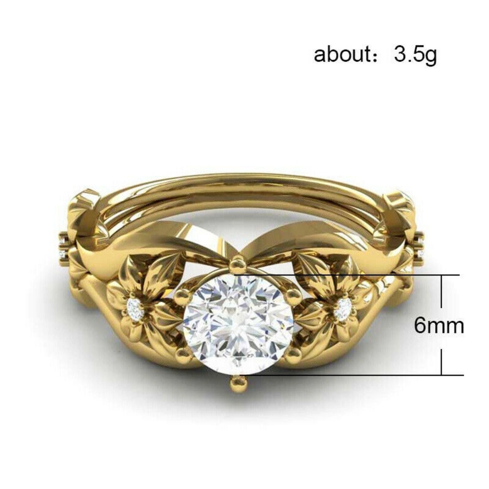 Elegant 18k Yellow Gold Plated White Sapphire Ring - Picture 4 of 4